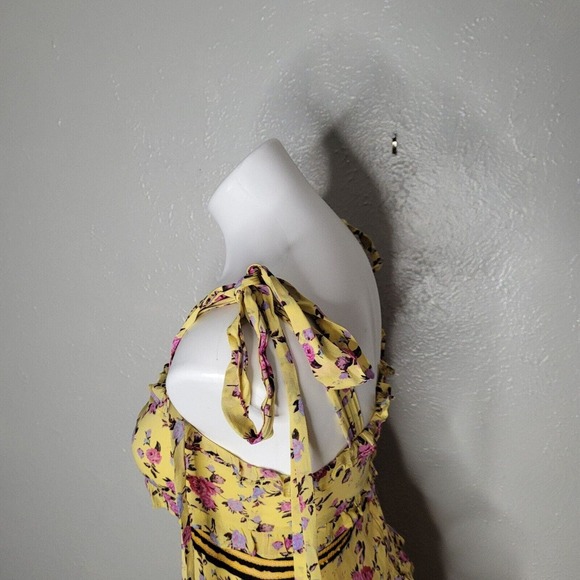 For Love & Lemons Maison Maxi Dress Yellow Womens Sz Sm Floral Sleeveless boho - Picture 6 of 13